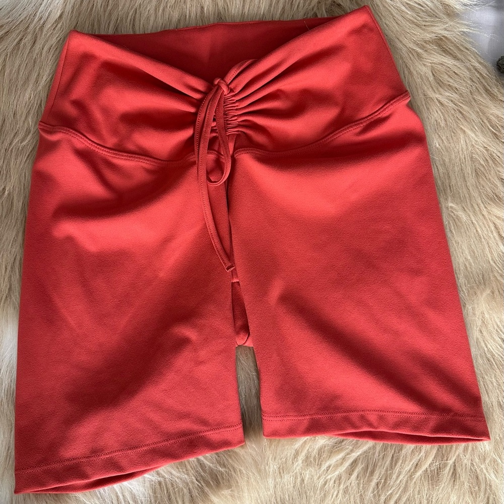 PINK ACTIVE by Victoria’s Secret Women's Red Orange Ruched Active Bike Shorts